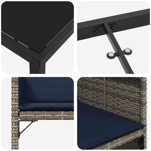 Комплект за хранене в градината 5 pcs Сив полиратан