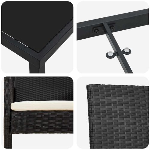 Комплект за хранене в градината 5 pcs Черно полиратан