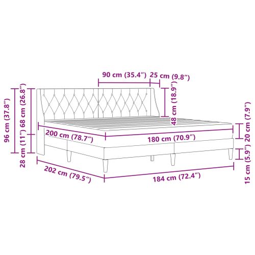 Рамка за легло с матрак с матрак Синьо 180 x 200 cm Кадифе