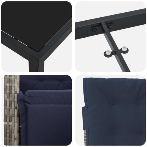 Комплект за хранене в градината 5 pcs Сив полиратан