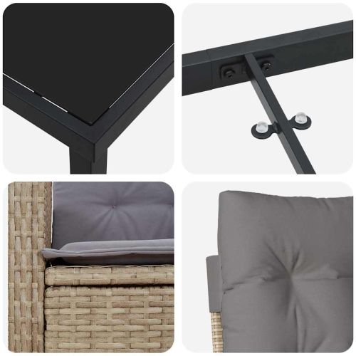 Комплект за хранене в градината 3 pcs Бежово полиратан