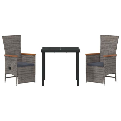 Комплект за хранене в градината 3 pcs Сив полиратан