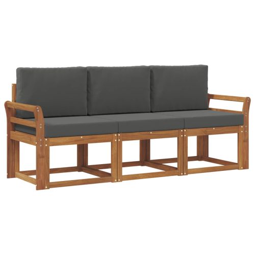 Комплект дивани за открито 3 pcs Натурален и Антрацит