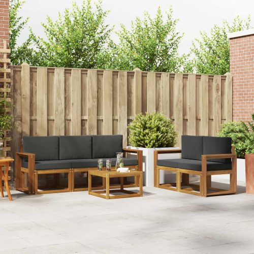 Комплект дивани за открито с възглавница Натурален и Антрацит