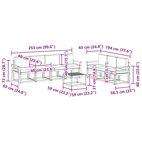 Комплект дивани за открито 8 pcs Натурален и Антрацит