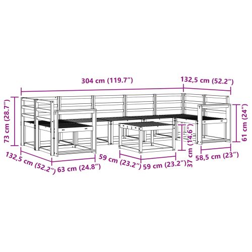 Комплект дивани за открито 8 pcs Естествен