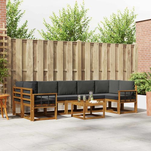 Комплект дивани за открито 8 pcs Натурален и Антрацит