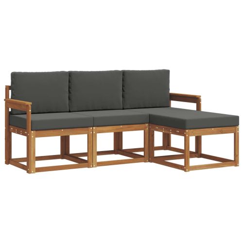 Комплект дивани за открито 4 pcs Натурален и Антрацит