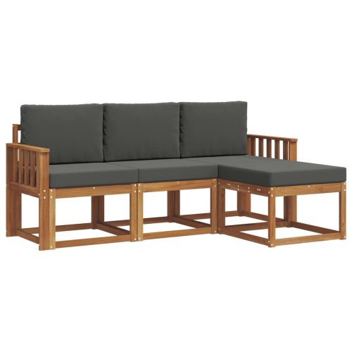 Комплект дивани за открито 4 pcs Натурален и Антрацит