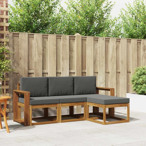 Комплект дивани за открито 4 pcs Натурален и Антрацит