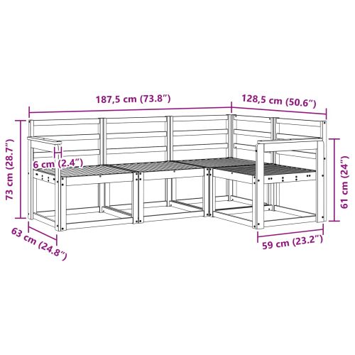 Комплект дивани за открито 4 pcs Естествен