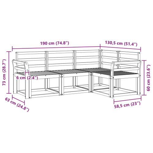Комплект дивани за открито 4 pcs Естествен