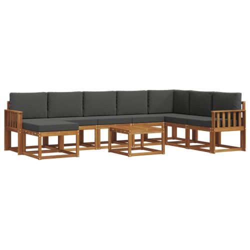 Комплект дивани за открито 9 pcs Натурален и Антрацит