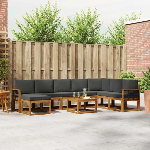 Комплект дивани за открито 9 pcs Натурален и Антрацит