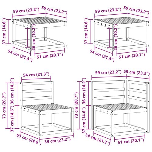 Комплект дивани за открито 9 pcs Естествен