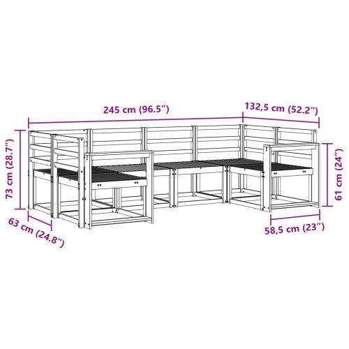 Комплект дивани за открито 6 pcs Естествен