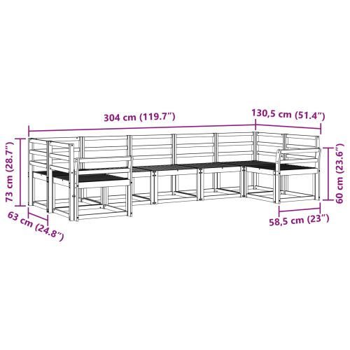 Комплект дивани за открито 7 pcs Естествен