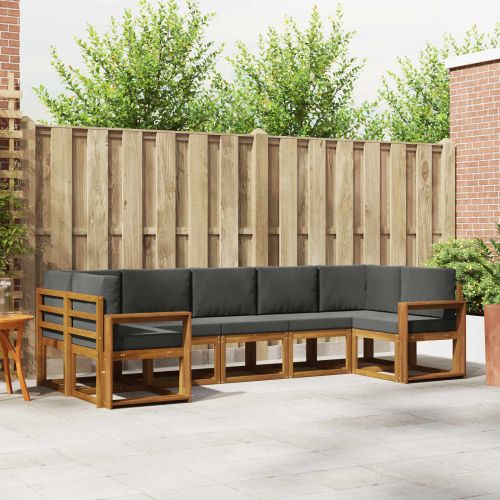 Комплект дивани за открито 7 pcs Натурален и Антрацит