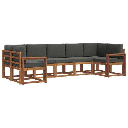 Комплект дивани за открито 7 pcs Натурален и Антрацит