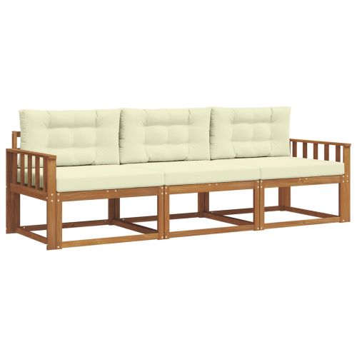 Комплект дивани за открито 3 pcs Натурален и Крема