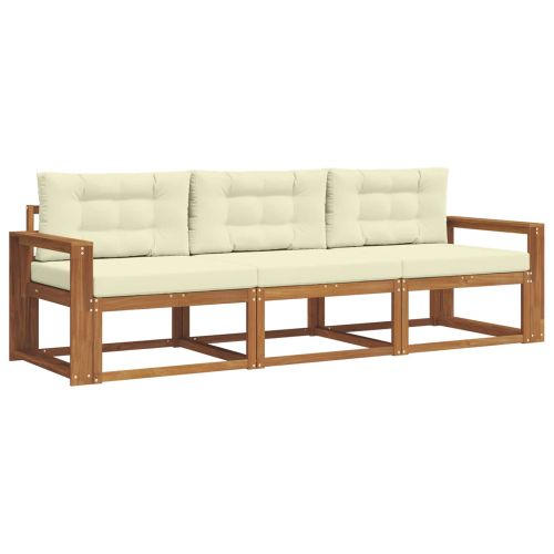 Комплект дивани за открито 3 pcs Натурален и Крема