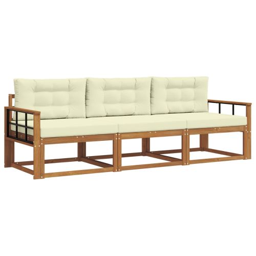 Комплект дивани за открито 3 pcs Натурален и Крема