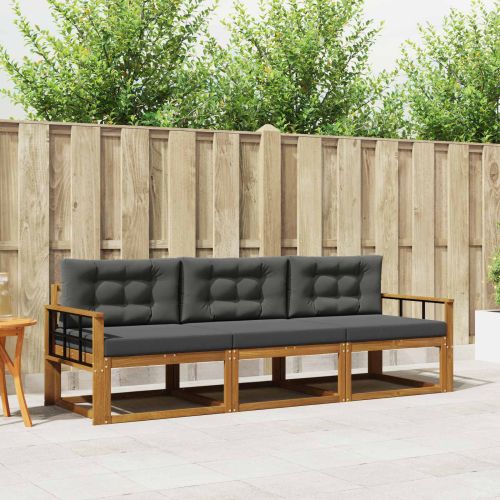 Комплект дивани за открито 3 pcs Натурален и Антрацит