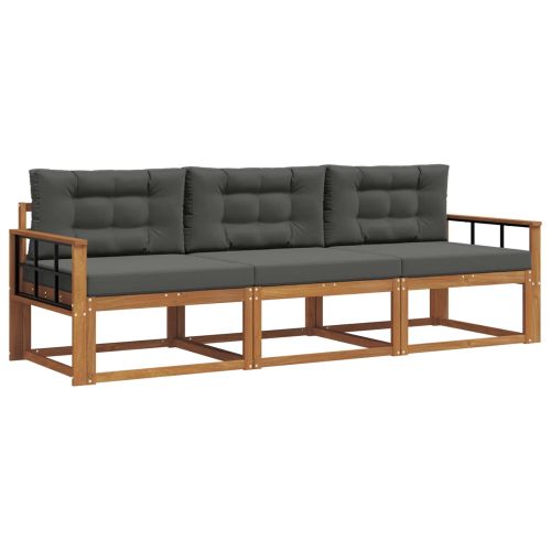 Комплект дивани за открито 3 pcs Натурален и Антрацит