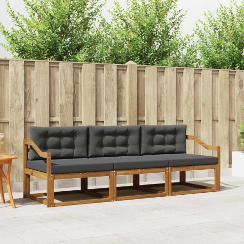 Комплект дивани за открито 3 pcs Натурален и Антрацит