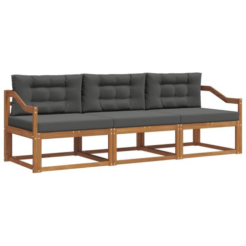 Комплект дивани за открито 3 pcs Натурален и Антрацит