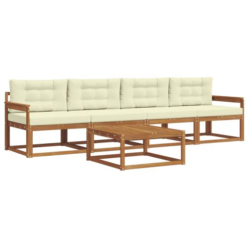Комплект дивани за открито 5 pcs Натурален и Крема