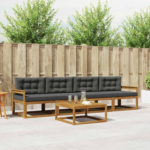 Комплект дивани за открито 5 pcs Натурален и Антрацит