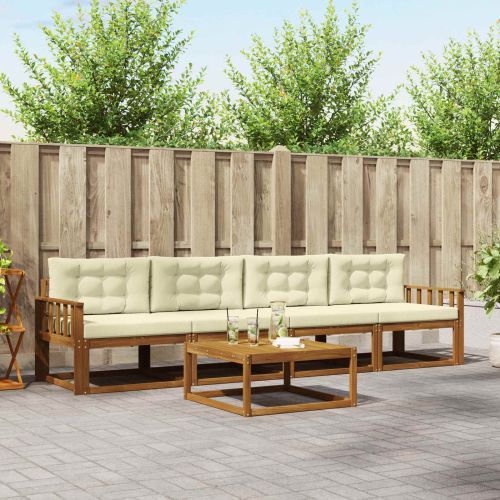 Комплект дивани за открито 5 pcs Натурален и Крема