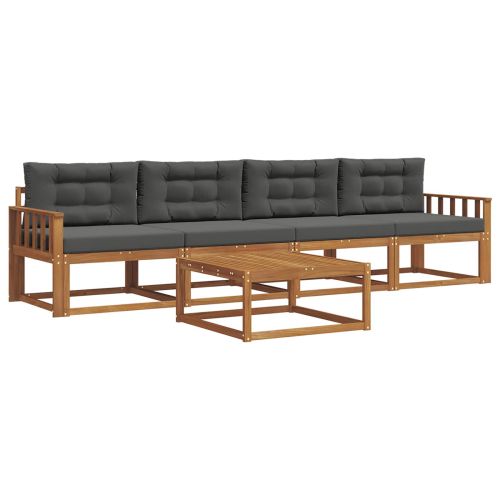 Комплект дивани за открито 5 pcs Натурален и Антрацит