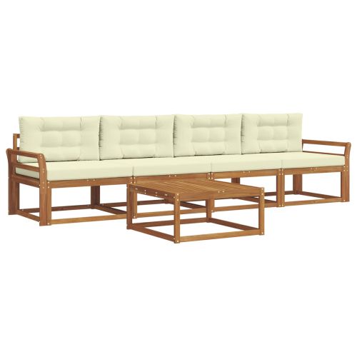 Комплект дивани за открито 5 pcs Натурален и Крема