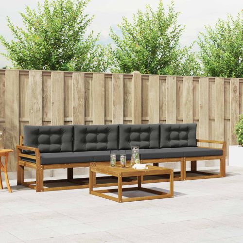 Комплект дивани за открито 5 pcs Натурален и Антрацит