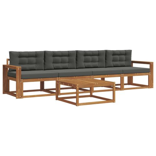 Комплект дивани за открито 5 pcs Натурален и Антрацит