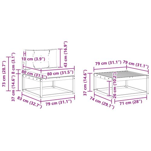 Комплект дивани за открито 5 pcs Натурален и Антрацит