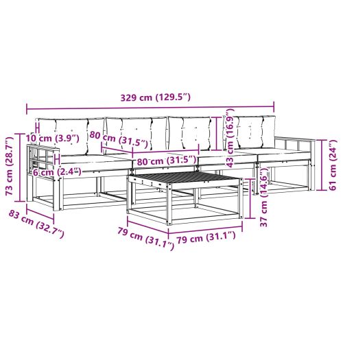 Комплект дивани за открито 5 pcs Натурален и Крема