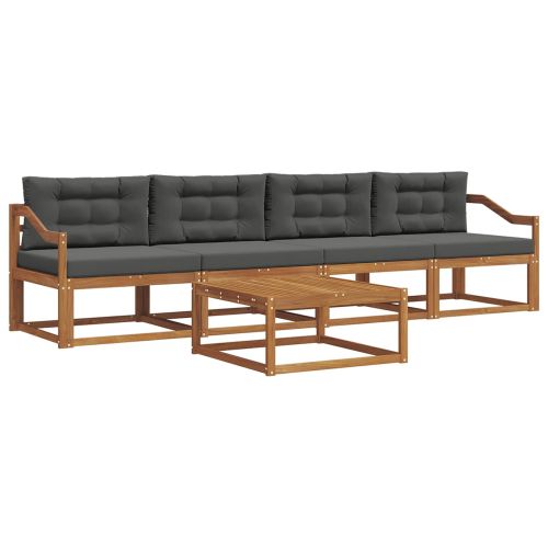 Комплект дивани за открито 5 pcs Натурален и Антрацит