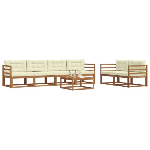 Комплект дивани за открито 7 pcs Натурален и Крема