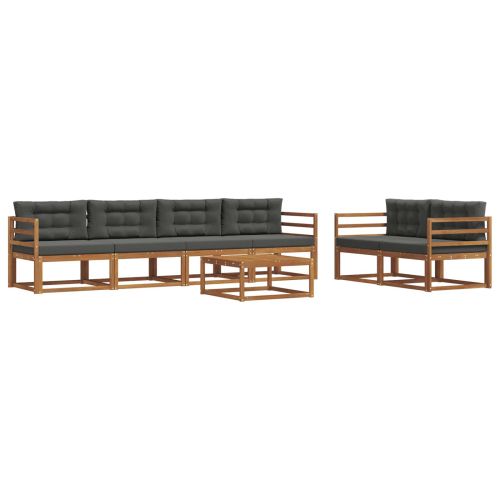 Комплект дивани за открито 7 pcs Натурален и Антрацит