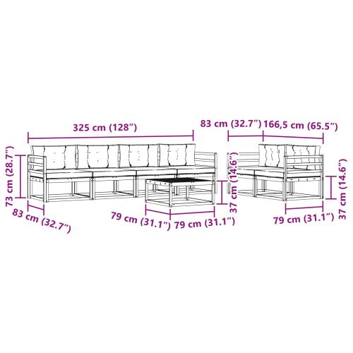 Комплект дивани за открито 7 pcs Натурален и Антрацит