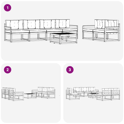 Комплект дивани за открито 7 pcs Натурален и Крема