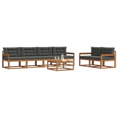 Комплект дивани за открито 7 pcs Натурален и Антрацит