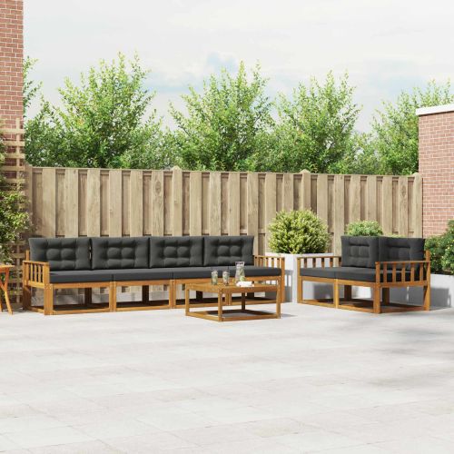 Комплект дивани за открито 7 pcs Натурален и Антрацит