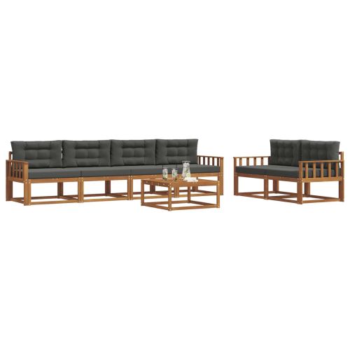 Комплект дивани за открито 7 pcs Натурален и Антрацит