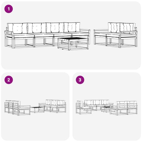 Комплект дивани за открито 7 pcs Натурален и Антрацит