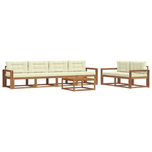 Комплект дивани за открито 7 pcs Натурален и Крема