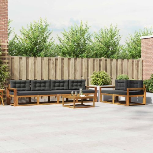 Комплект дивани за открито 7 pcs Натурален и Антрацит